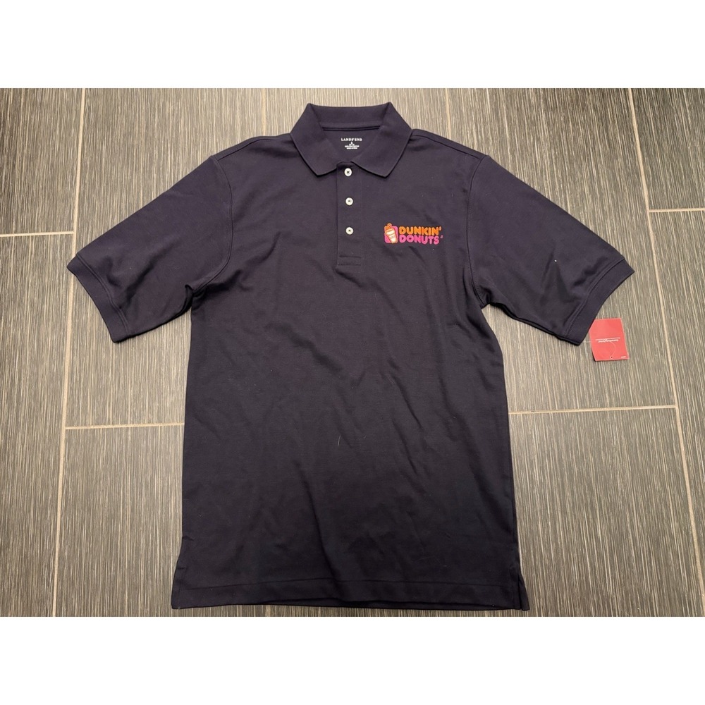 DUNKIN' DONUTS Coffee Employee Uniform Polo Shirt Sz S Lands End 100% Pima NWT!